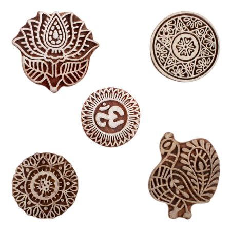 Set of 5 Piece New Mix Wooden Printing Blocks